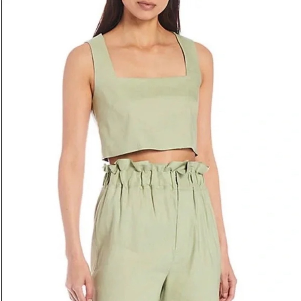 Gianni bini Woven Anna Square Neck Sleeveless Coordinating Cropped Tank and Pant